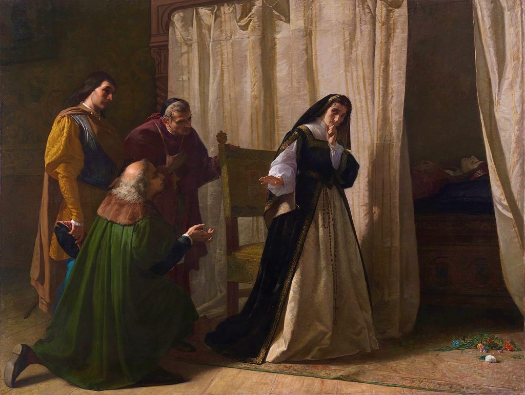 Lorenzo Valles (1831–1910), La démence de Jeanne la Folle, 1867, huile sur toile, Musée du Prado.