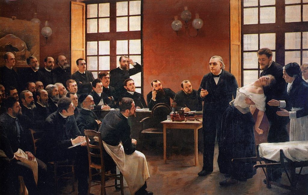 André Brouillet (1857-1914), Une leçon clinique à la Salpêtrière, 1887, huile sur toile, Université Paris Descartes.