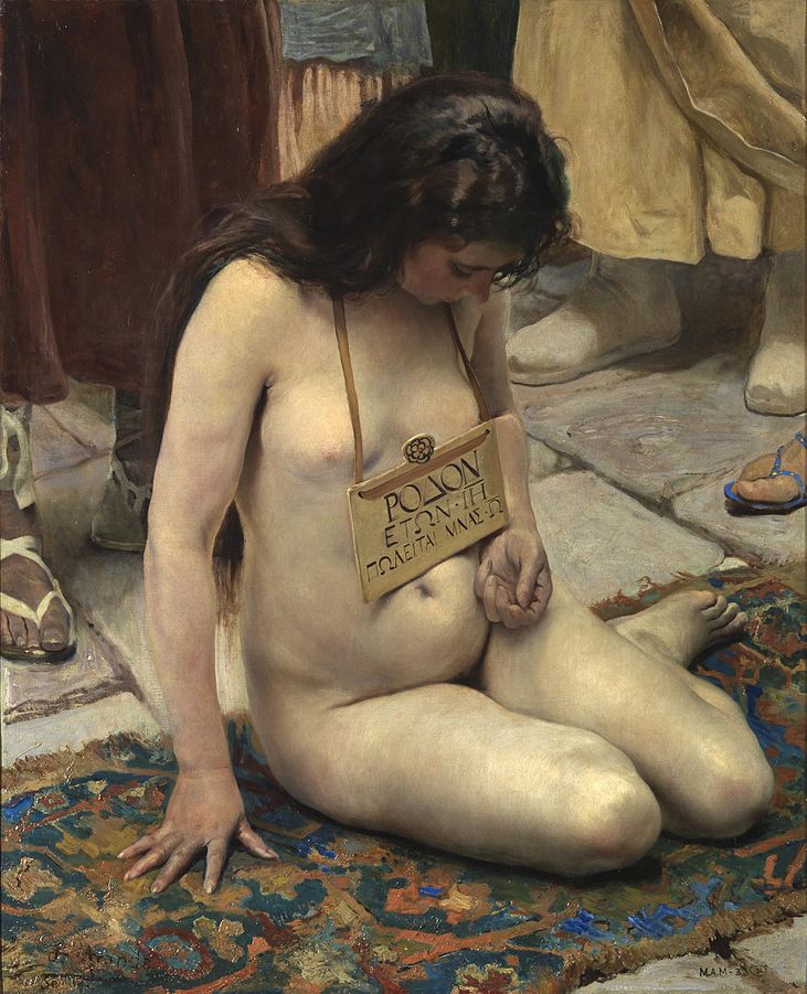 José Jiménez Aranda (1837-1903), Une esclave à vendre,1897, huile sur toile, collection privée.