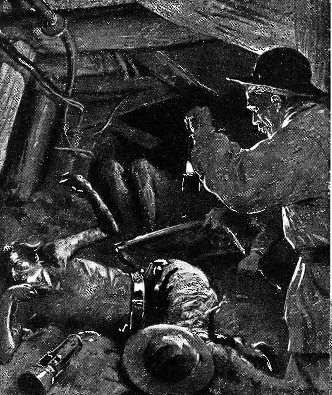 Illustration d'époque représentant le désastre au sein de la mine.