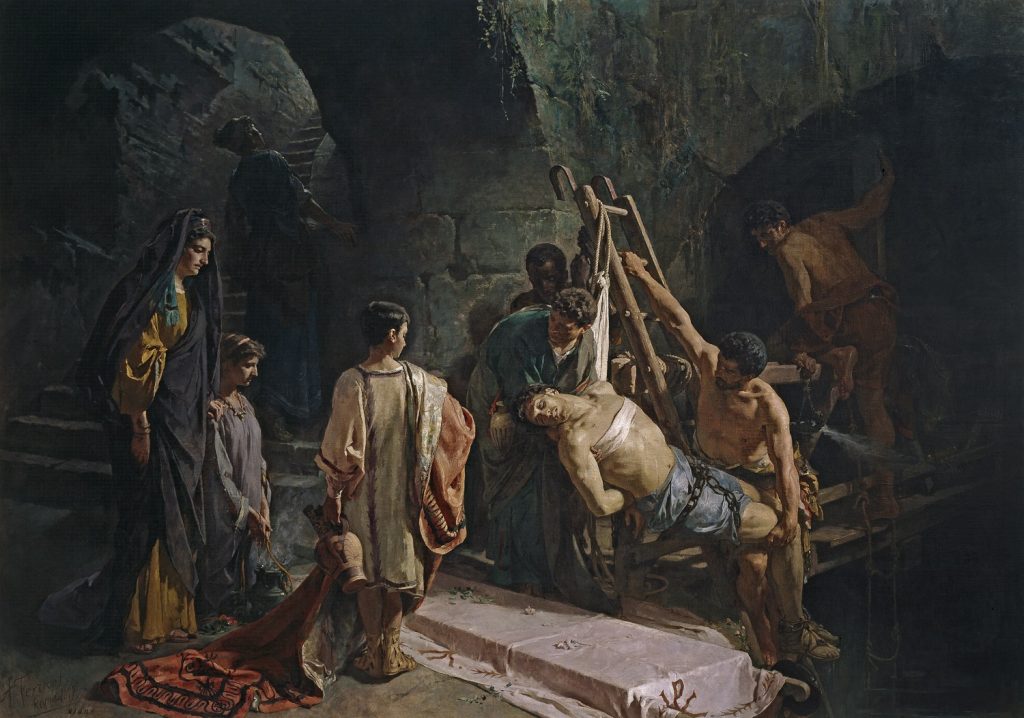 Alejandro Ferrant y Fischermans (1843–1917), L'enterrement de Saint Sébastien, 1877, huile sur toile, musée du Prado.