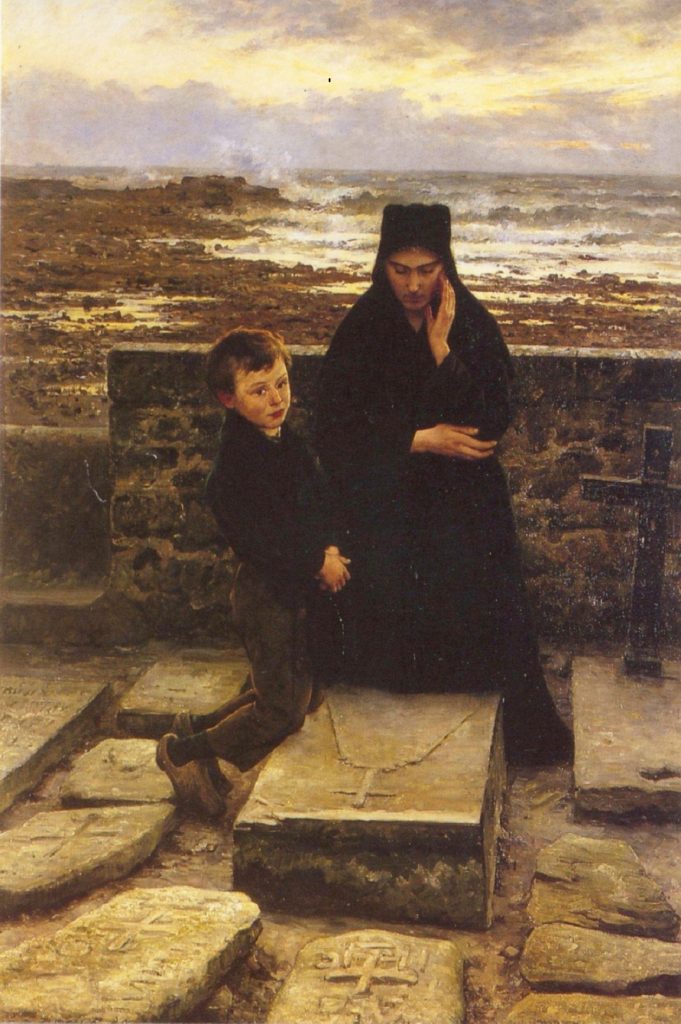 Émile Renouf (1845–1894), La veuve de l'île de Sein, 1880, huile sur toile, musée des beaux-arts de Quimper.