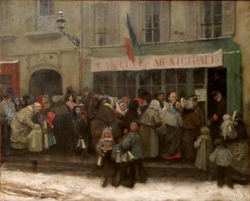 Henri Pille (1844-1897), Cantine municipale pendant le siège de Paris (1870-1871), 1875, huile sur toile, musée Carnavalet. 