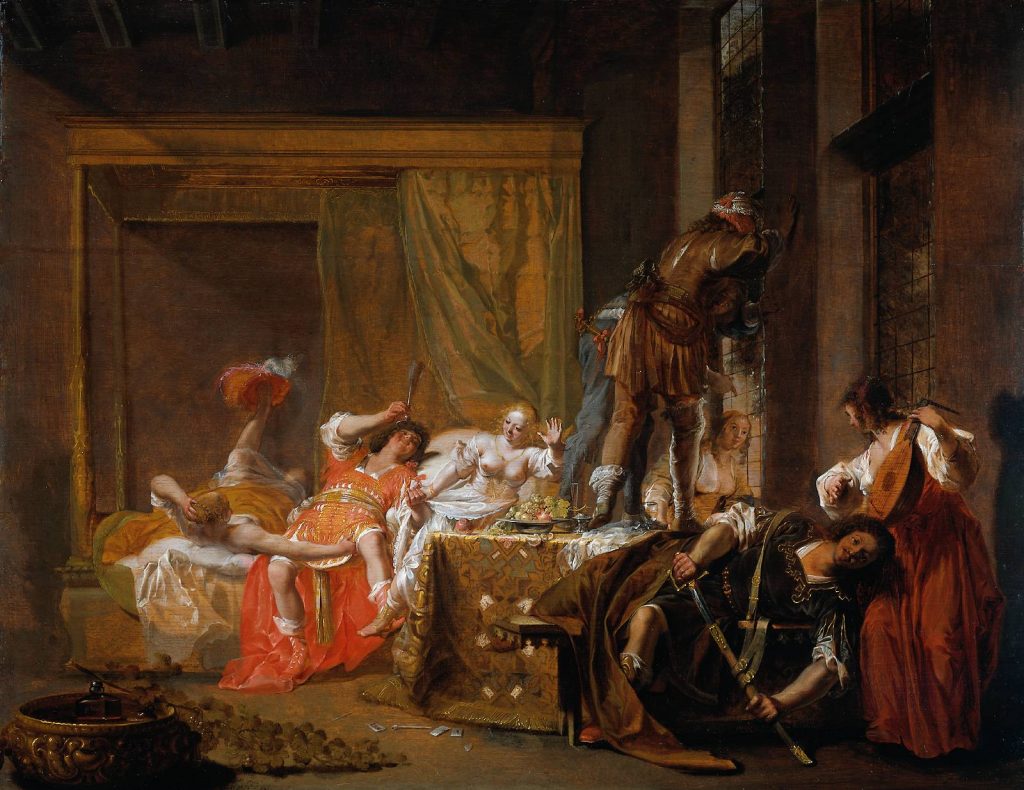 Nikolaus Knüpfer (1609–1655), Scène du mariage de Caïus Silius et Messaline, vers 1650, huile sur panneau, Rijksmuseum. 