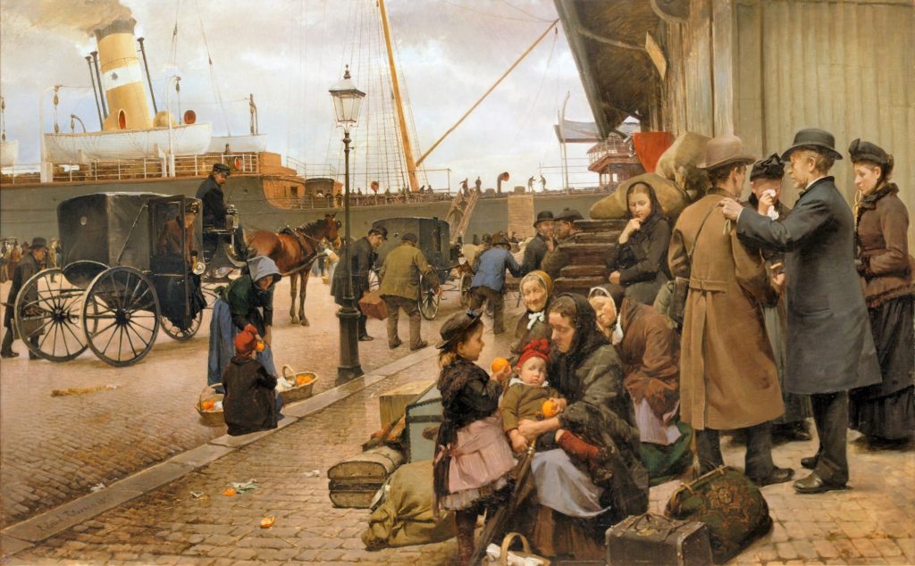 Edvard Petersen (1841–1911), Emigrés à Larsens Plads, 1890, huile sur toile, ARoS Aarhus Kunstmuseum.
