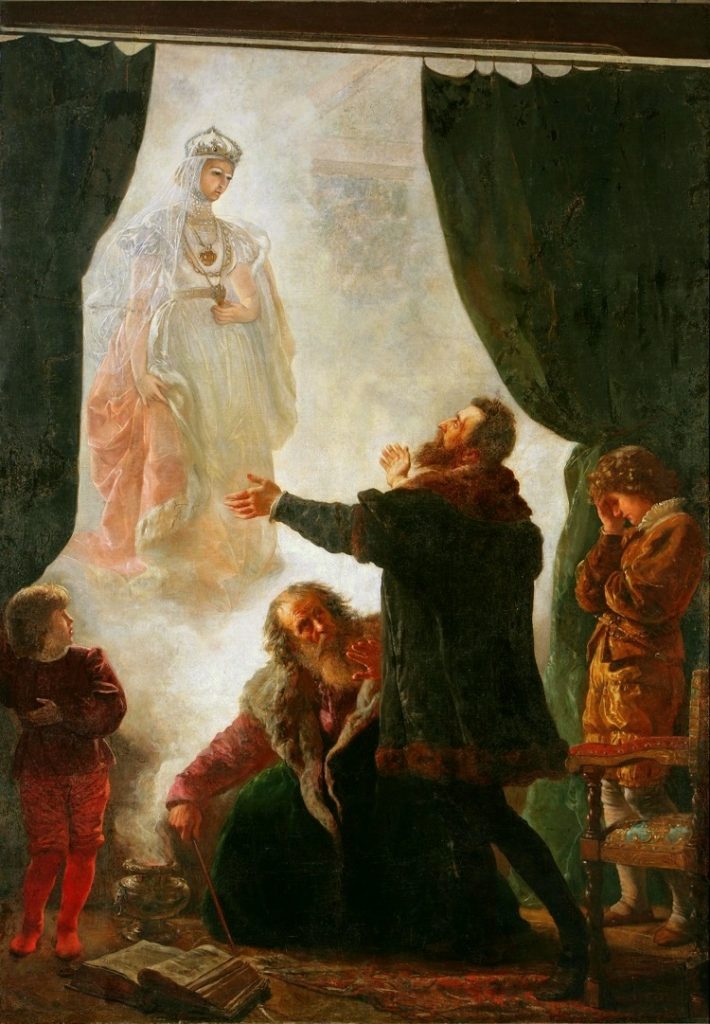 Wojciech Gerson (1831–1901), Le fantôme de Barbara Radziwiłł, 1886, huile sur toile, Musée national de Poznań.