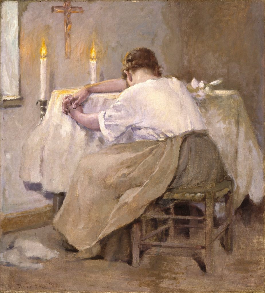 Robert Lewis Reid (1862–1929), Her first born (Son premier né), 1888, huile sur toile, Brooklyn Museum.
