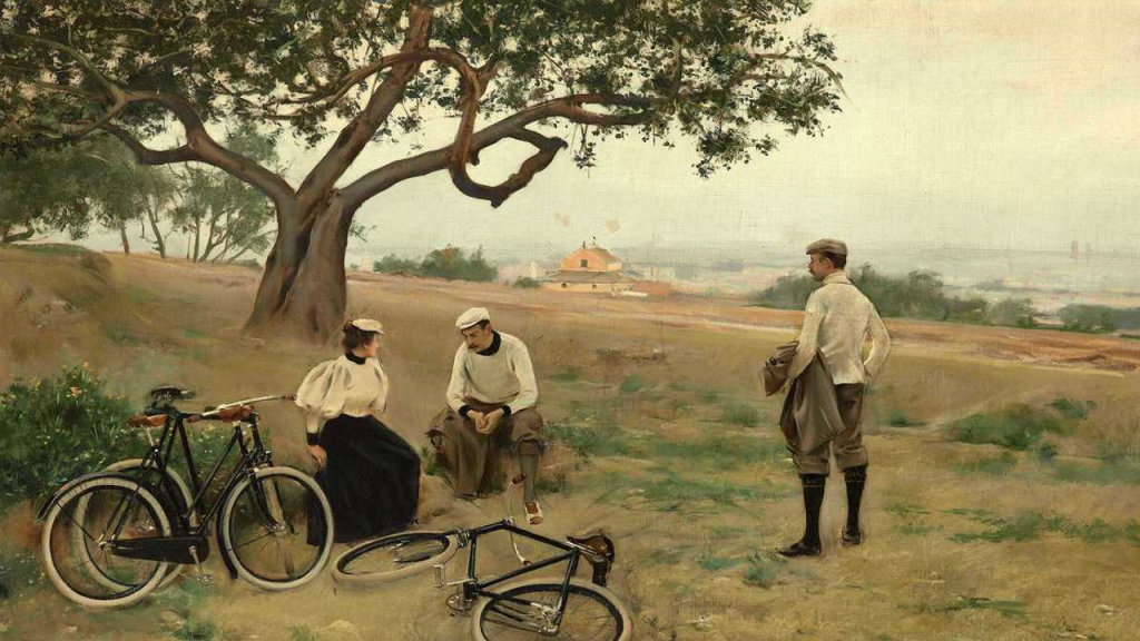 Ramon Casas (1866-1932), El descanso de los ciclistas (Le repos des cyclistes), 1886, huile sur toile.
