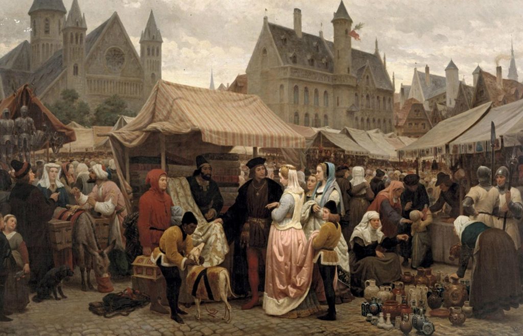 Félix de Vigne (1806-1862), Une foire à Gand, Moyen-âge, 1862, huile sur toile, musée des beaux-arts de Gand.